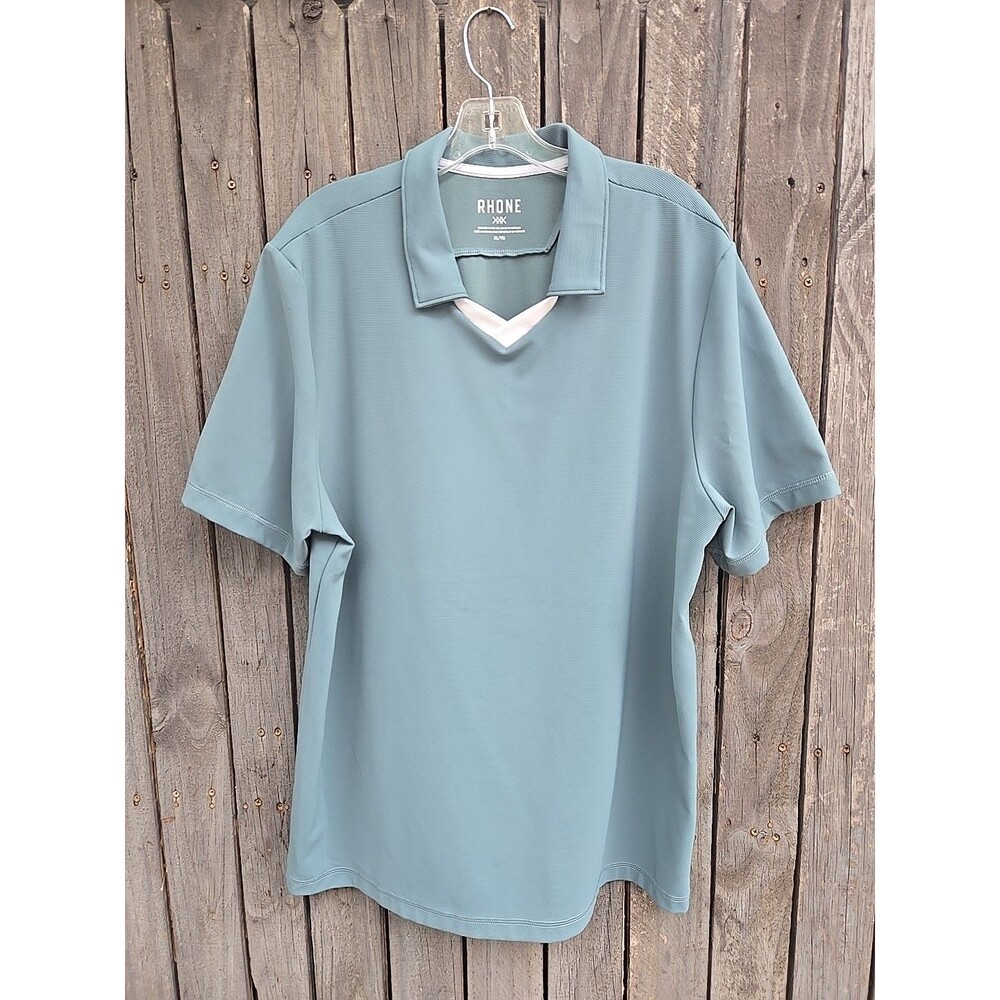 Rhone Polo Shirt Mens XL  Green Performance Stretch Golf Athletic Short Slee